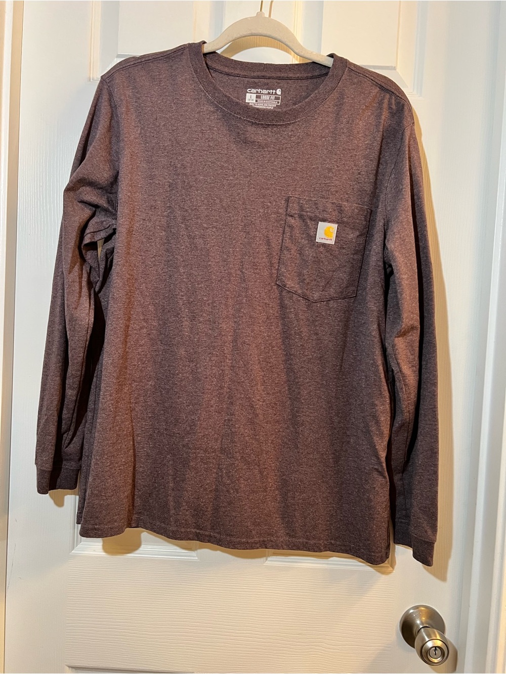 🦋Carhartt Heather Chest Pocket Long-Sleeve Tee - Brownish Heather size large
